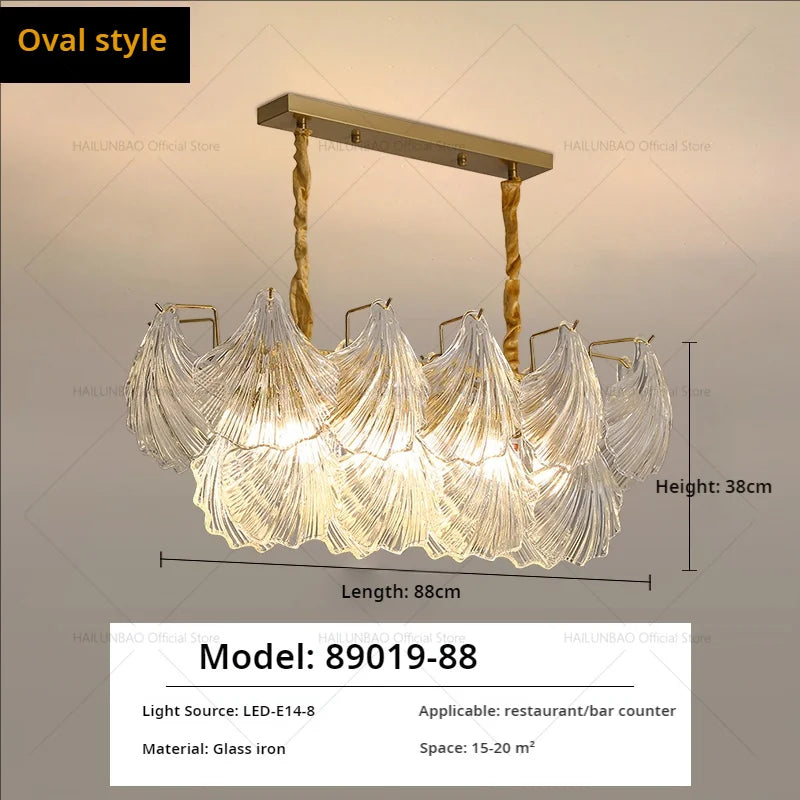 Afralia™ Pearl Crystal Chandelier for Dining Living Bedroom, Elegant French Shell Glass Light