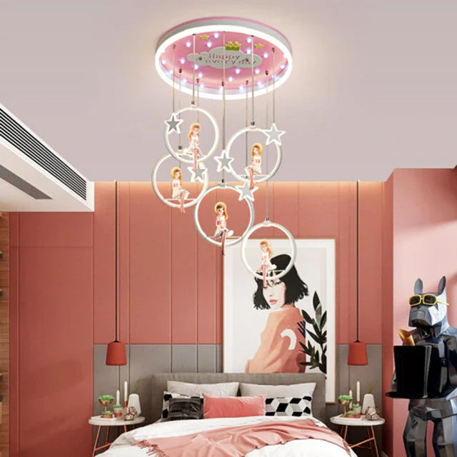 Afralia™ Cartoon Princess Kids Room Chandelier - Modern Decorative Lighting