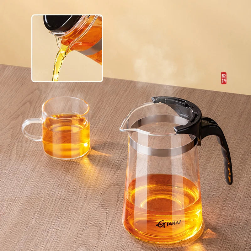 Afralia™ Glass Teapot with One-button Filtering System