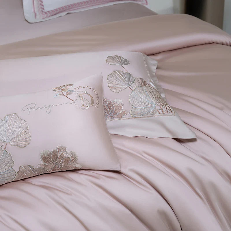 Afralia™ Cotton Flowers Embroidery Bedding Set with Soft Silky Finish