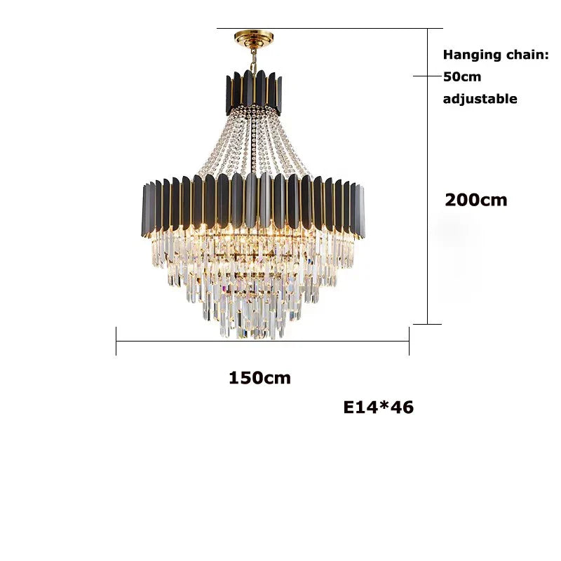 Afralia™ Crystal LED Chandelier Black Gold Finish for Dinning Room