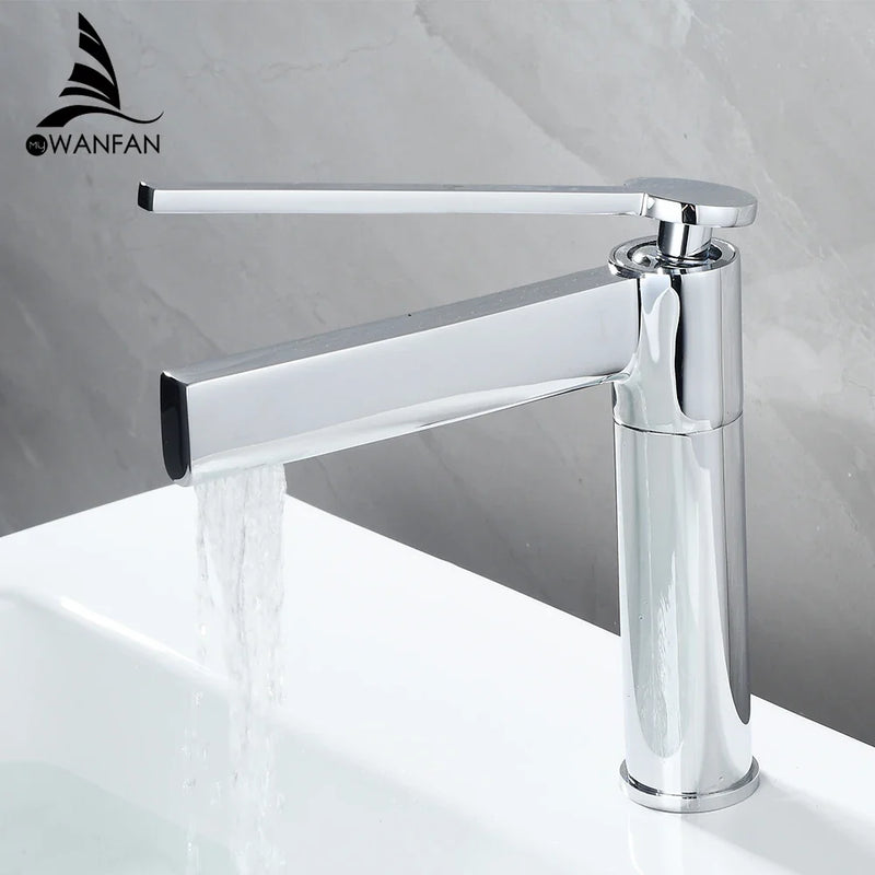 Afralia™ Basin Faucet: Single Handle Deck Mounted Brass Bathroom Mixer for Sink - Hot/Cold