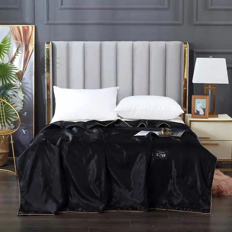 Afralia™ Rayon Quilted Queen Comforter: Luxurious High-End Spring Summer Satin Blanket