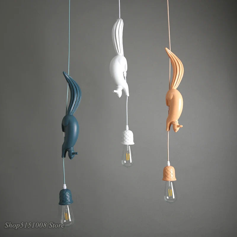 Afralia™ Nordic Squirrel Resin Pendant Light: Modern, Industrial, and LED for Children's Room & Kitchen.