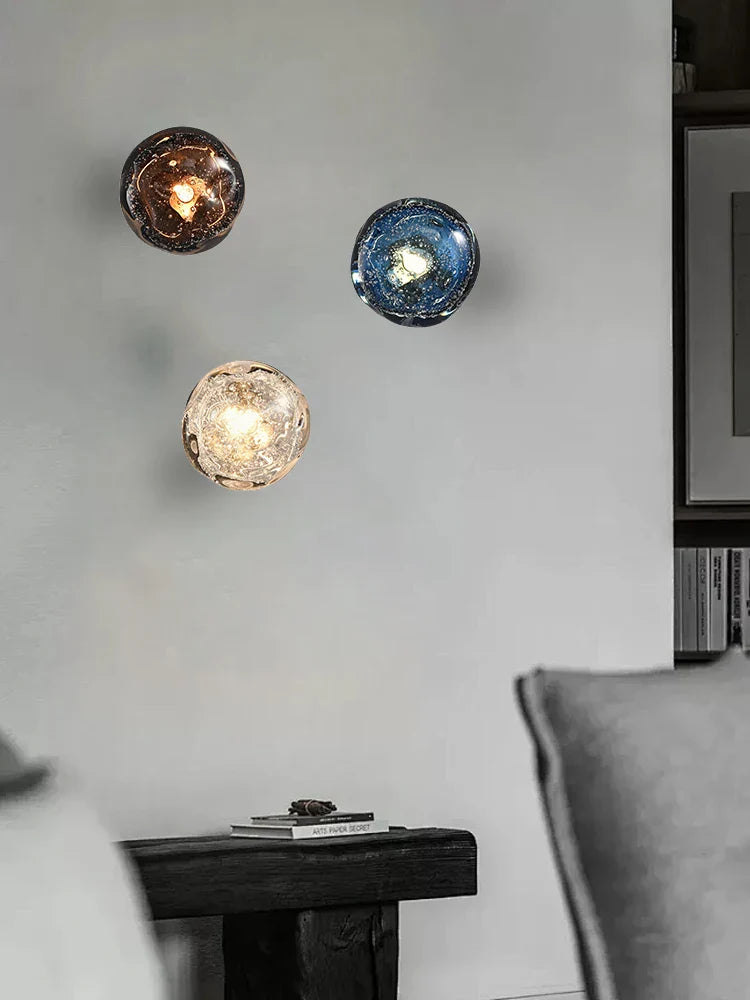 Afralia™ Crystal Glass Wall Sconce Lamps for Stylish Living Room and Bedroom Lighting