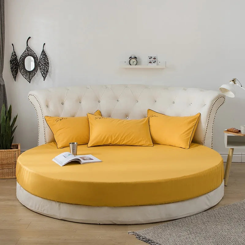 Afralia™ Round Cotton Fitted Sheet Set