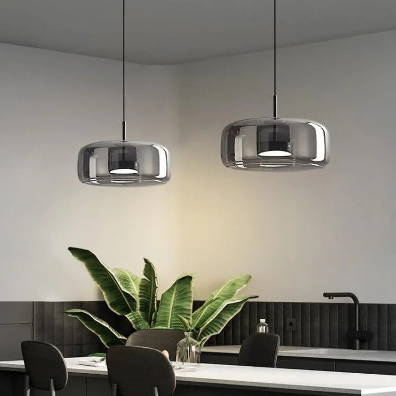 Afralia™ Glass Bowl Chandelier: Modern Nordic LED Smoke Hanging Lamp for Dining Room, Bar - Indoor Decor Lighting