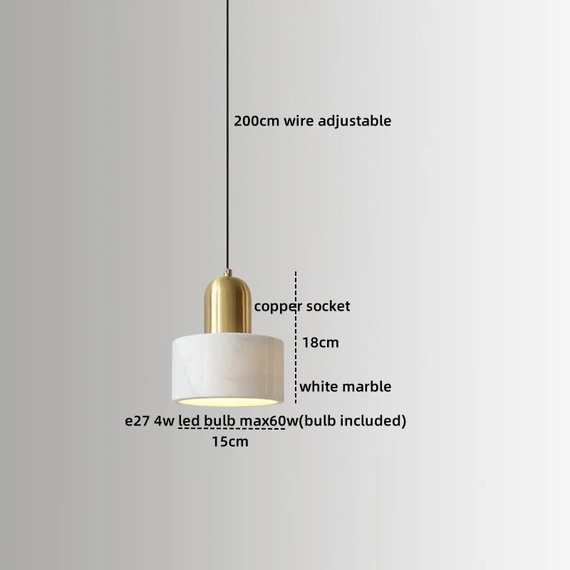 Afralia™ Marble Copper LED Pendant Lamp for Modern Living Room Decor