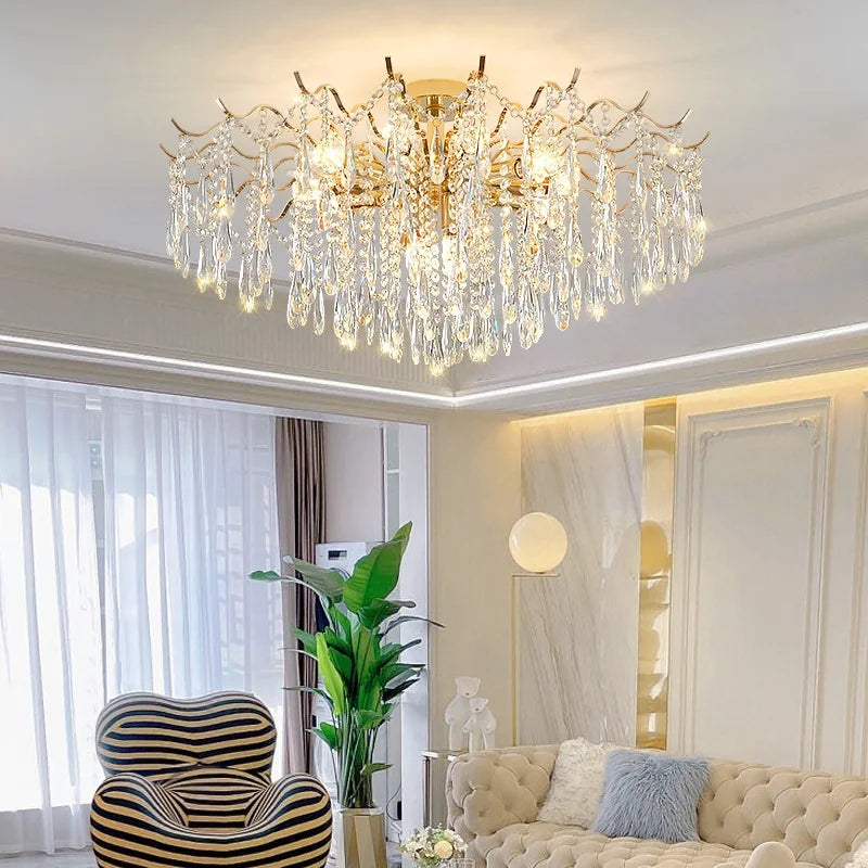 Afralia™ Crystal Chandelier | Luxury Living Room Light | Creative Elegant Lighting