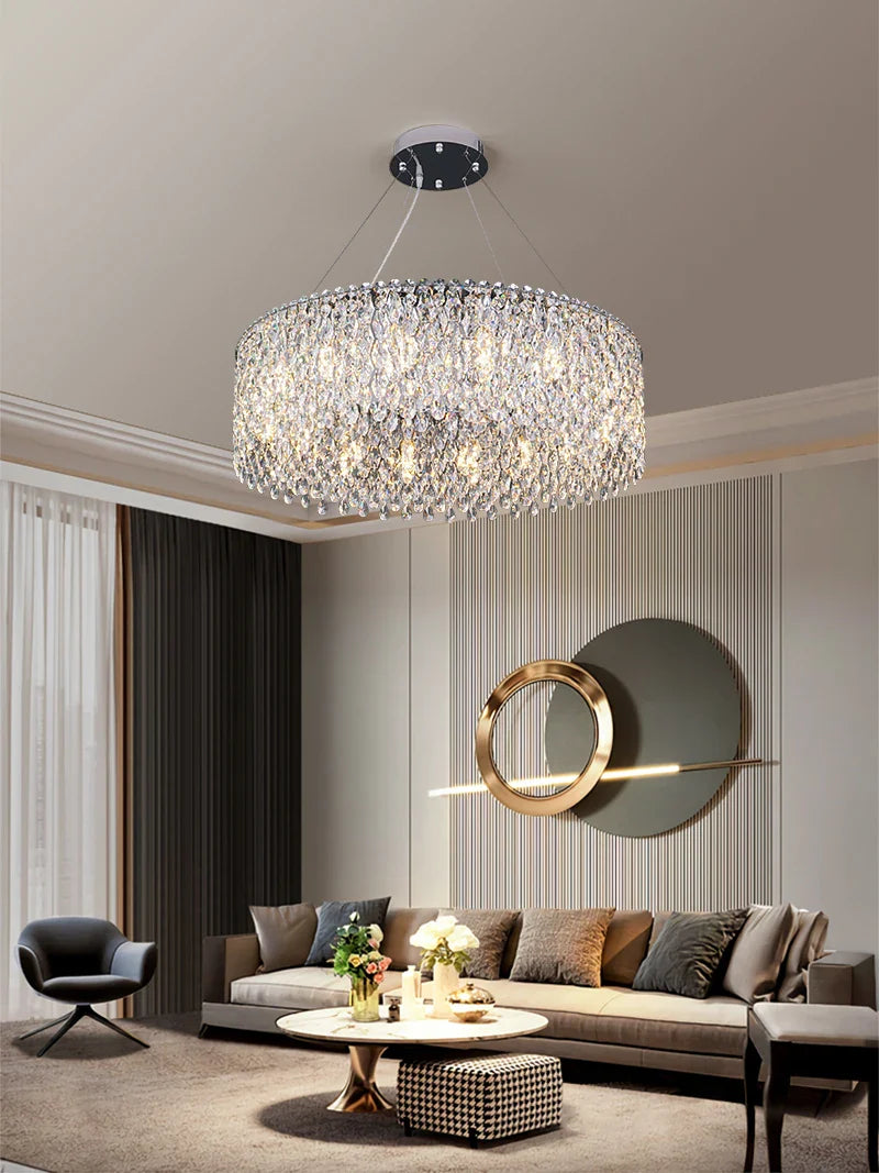 Afralia™ Nordic Crystal Chandelier LED Pendant Light for Living Room, Dining Room, and Bedroom