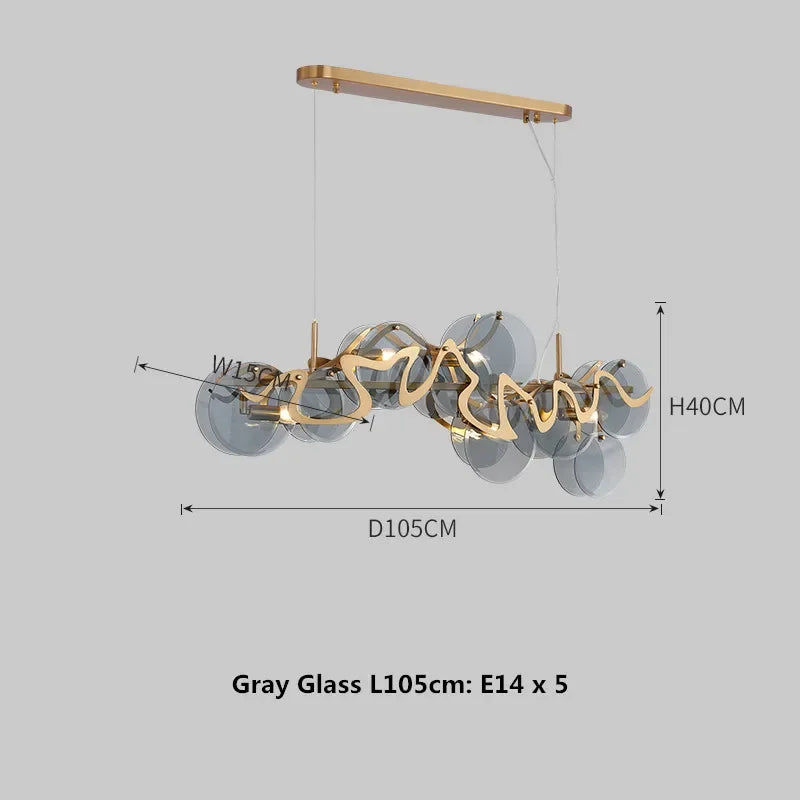 Afralia™ Nordic Gold Iron Pendant Light Disc Chandelier Luxury Glass for Living Room