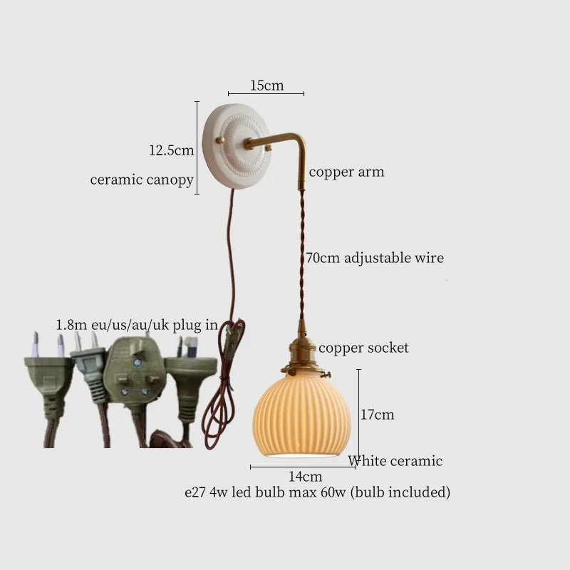 Afralia™ Polka Dot Ceramic LED Wall Lamp Adjustable Wire Interior Wall Sconces