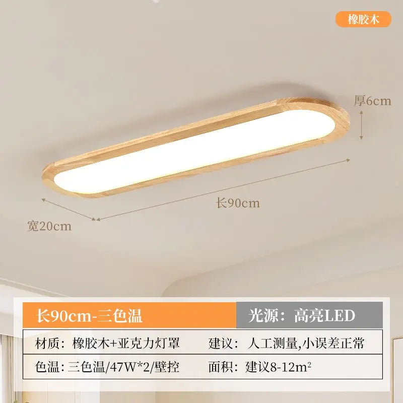 Afralia™ Wood LED Ceiling Lights: Modern Rectangular Chandelier for Living Room Bedroom Kitchen Home
