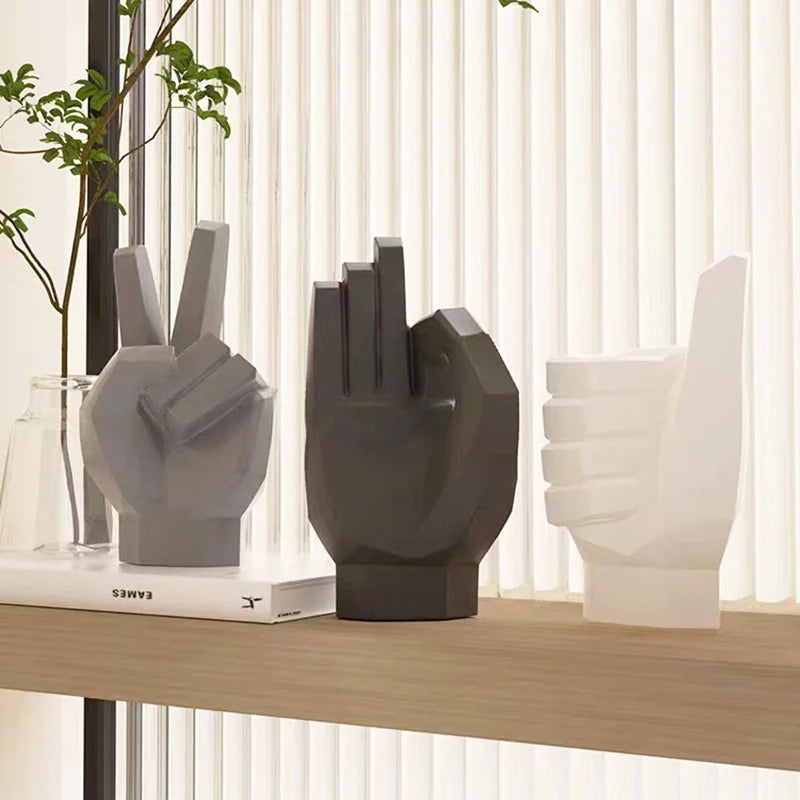 Afralia™ Modern Geometry Hand Love Sculpture Abstract Statue Figurines