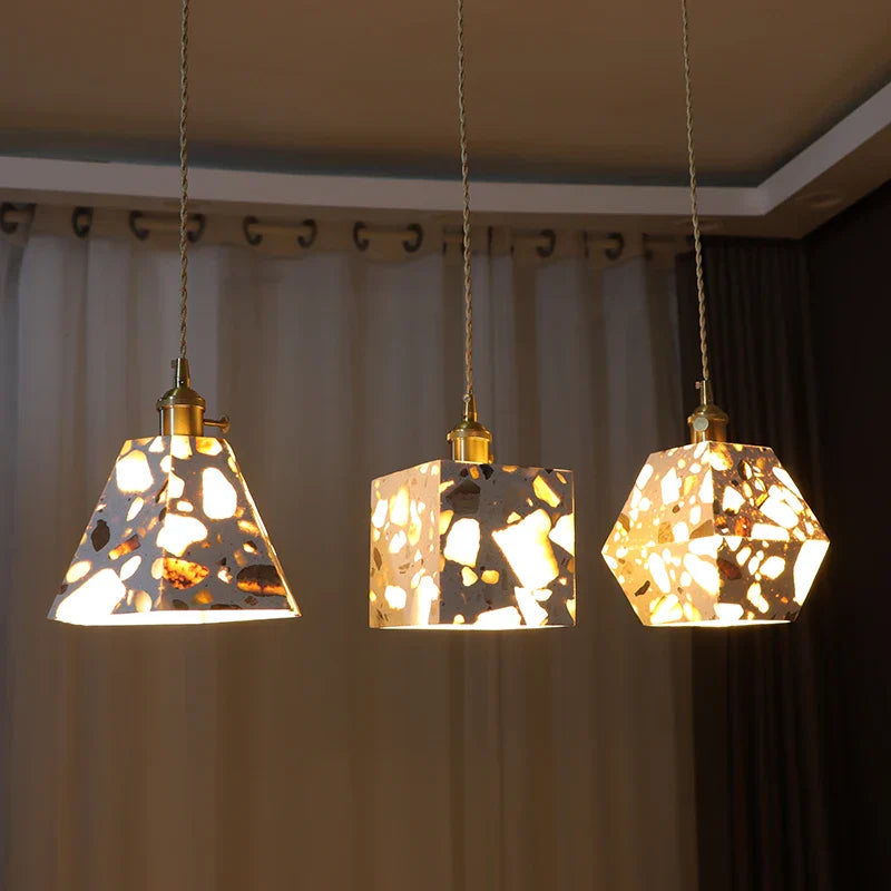 Afralia™ LED Terrazzo Pendant Lights for Corridor, Bedroom, Living Room - Japanese Style Lighting