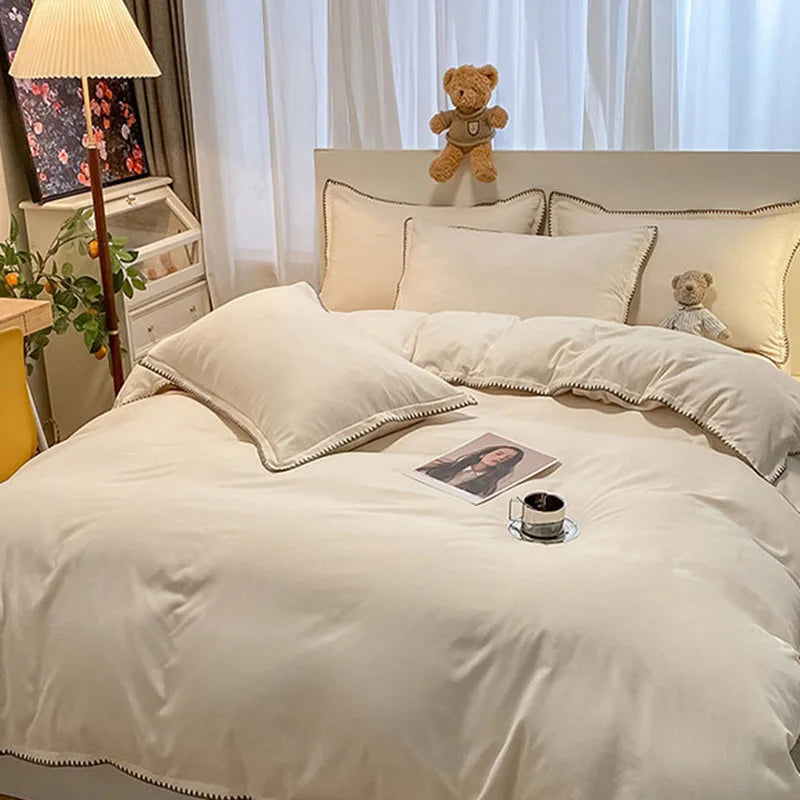 Afralia™ Cozy Shell Edges Bedding Set: Soft Duvet & Fitted Sheet for Autumn/Winter
