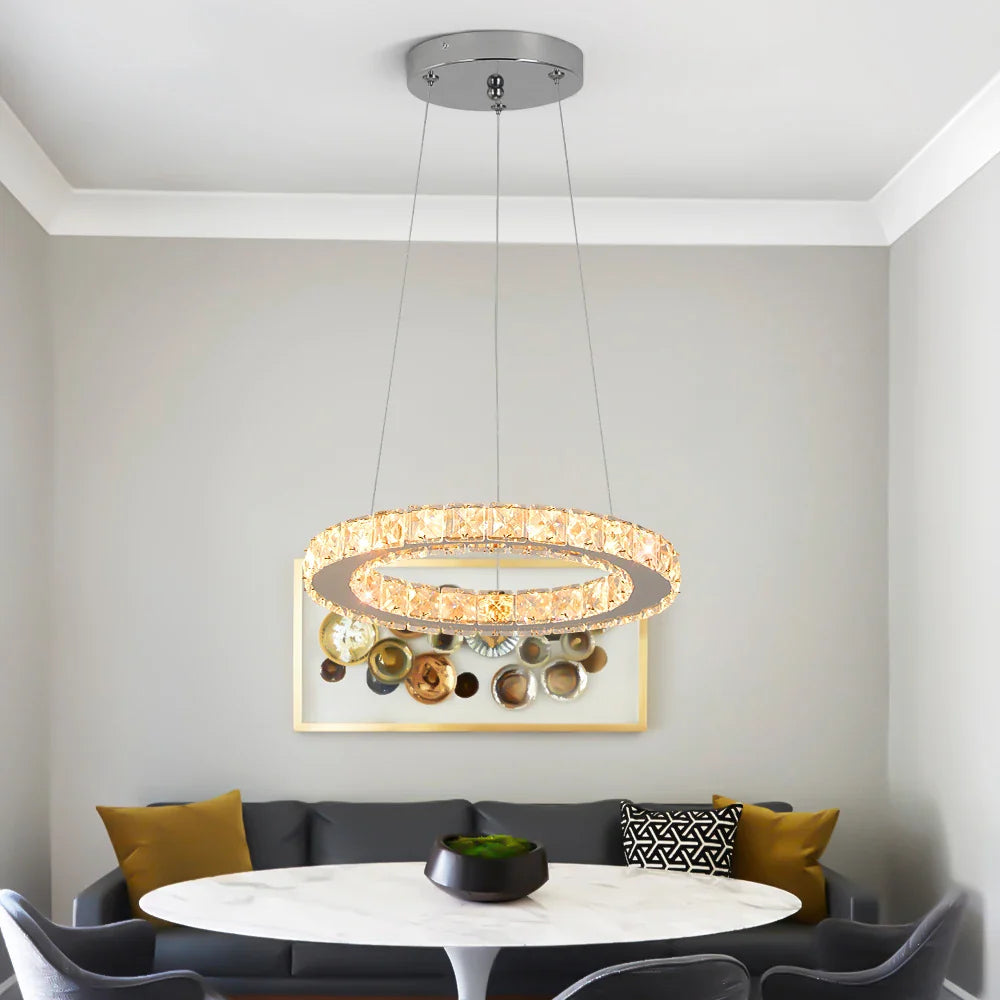 Afralia™ Crystal LED Pendant Chandelier for Home Décor - Modern Art Fixture