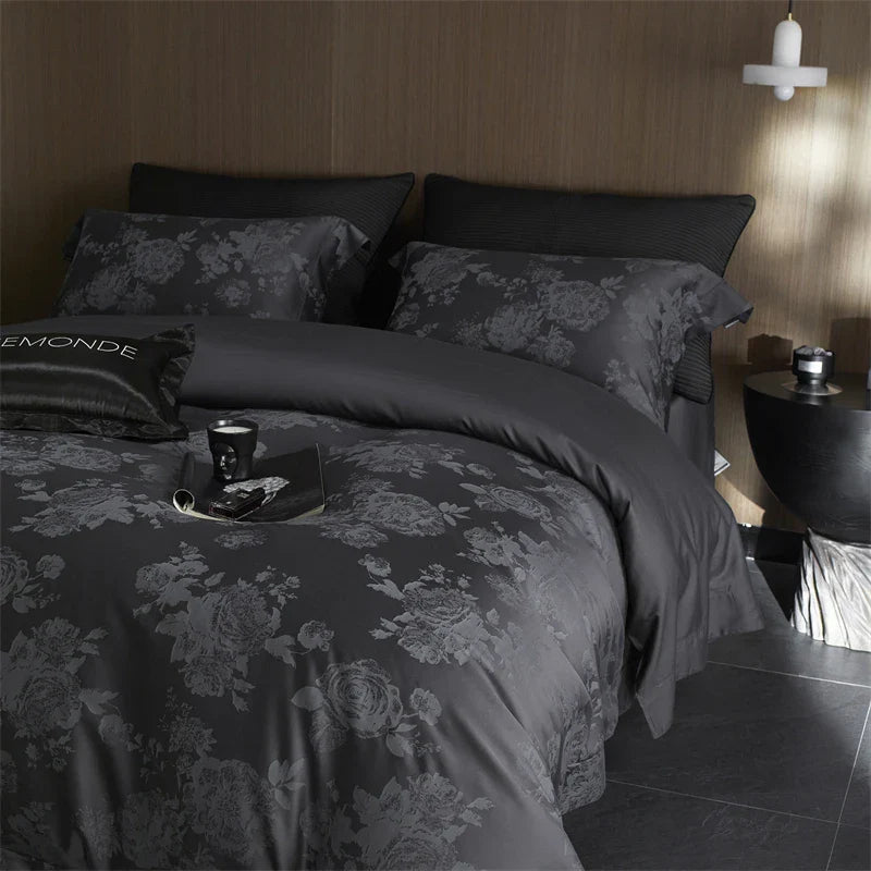Afralia™ Vintage Jacquard Lyocell Cotton Luxury Bedding Set: Soft Silky 4Pcs
