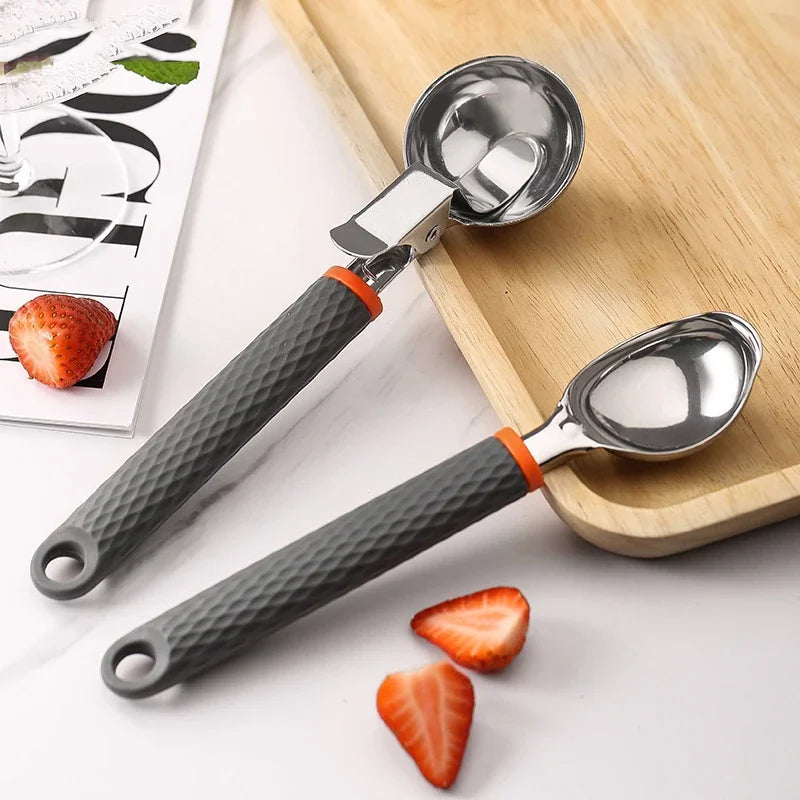 Afralia™ Stainless Steel Trigger Ice Cream Scoop - Premium Quality Heavy Duty Metal Spoon