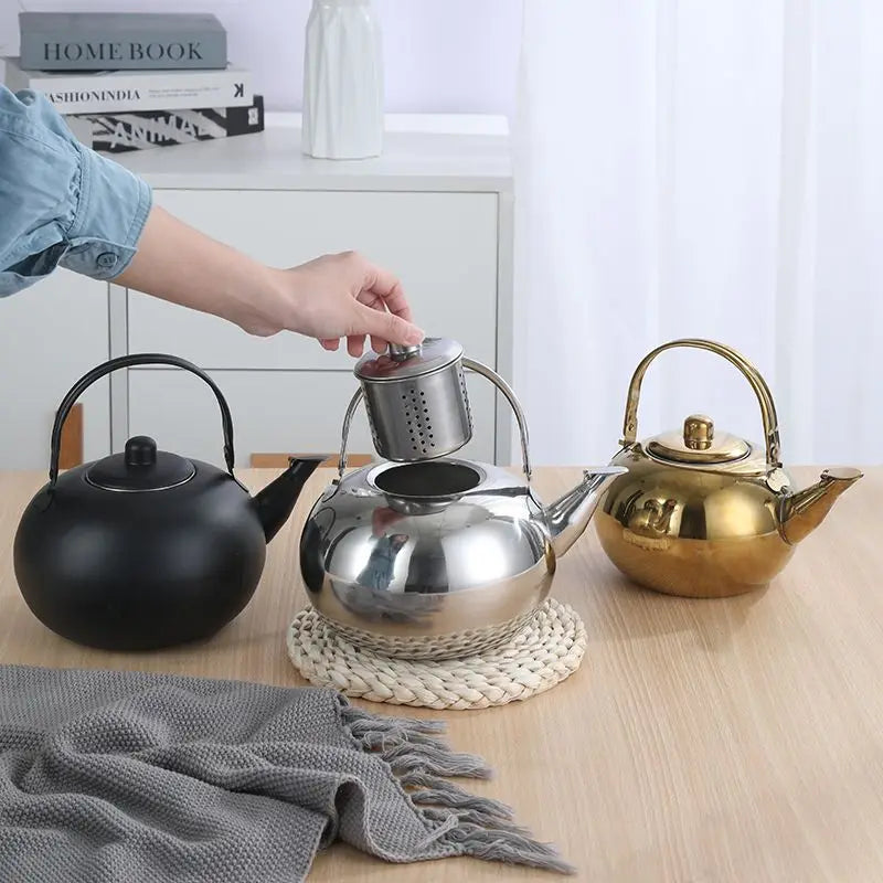 Afralia™ Stainless Steel Tea Kettle with Infuser Filter, Coffee & Green Tea Cookware