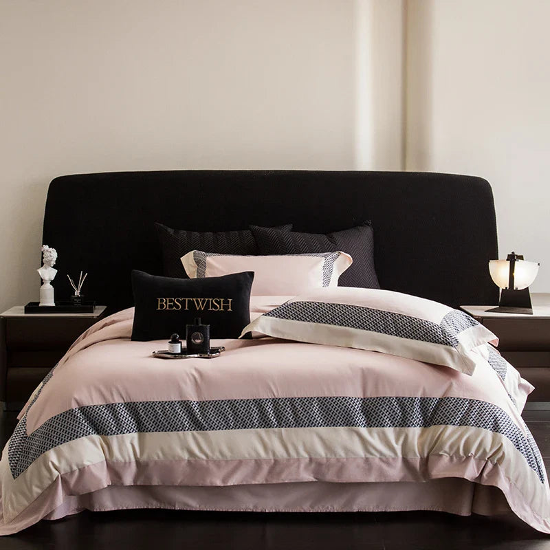 Afralia™ Luxe Egyptian Cotton Bedding Set - Full Queen King Duvet Cover Flat Sheet Pillowcases