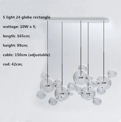 Afralia™ Modern Clear Glass Globe LED Pendant Light - Micky Copper Hanging Lamp