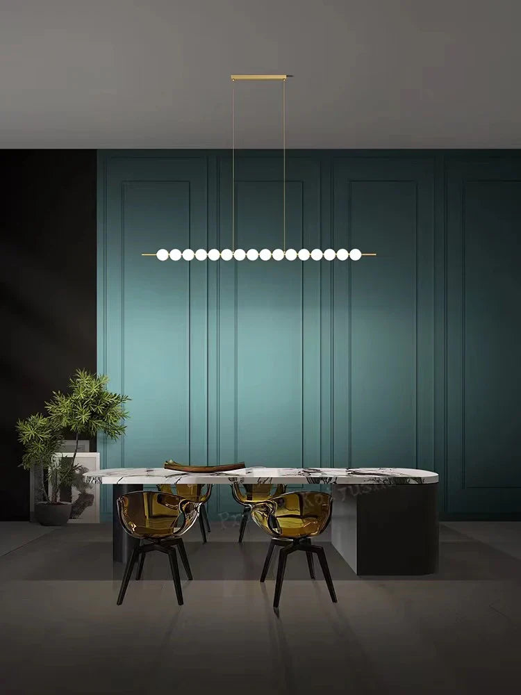 Afralia™ Modern Magic Bean Brass White Ball LED Ceiling Chandelier