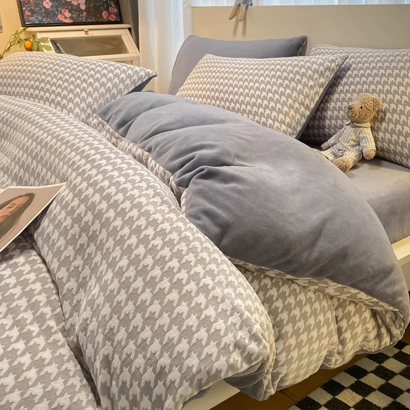 Afralia™ Plush Waffle Fleece Duvet Cover - Cozy 3D Carved Winter Comforter for Adults