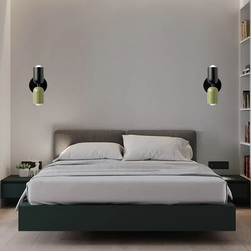 Afralia™ Macaron Cream 2Head LED Wall Lamp - Black Bedside Sconce for Home Decor