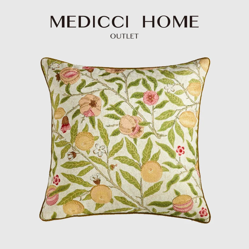 Afralia™ Citron Flowers Plants Print Pillow Case: Farmhouse Decorative Cushion Cover