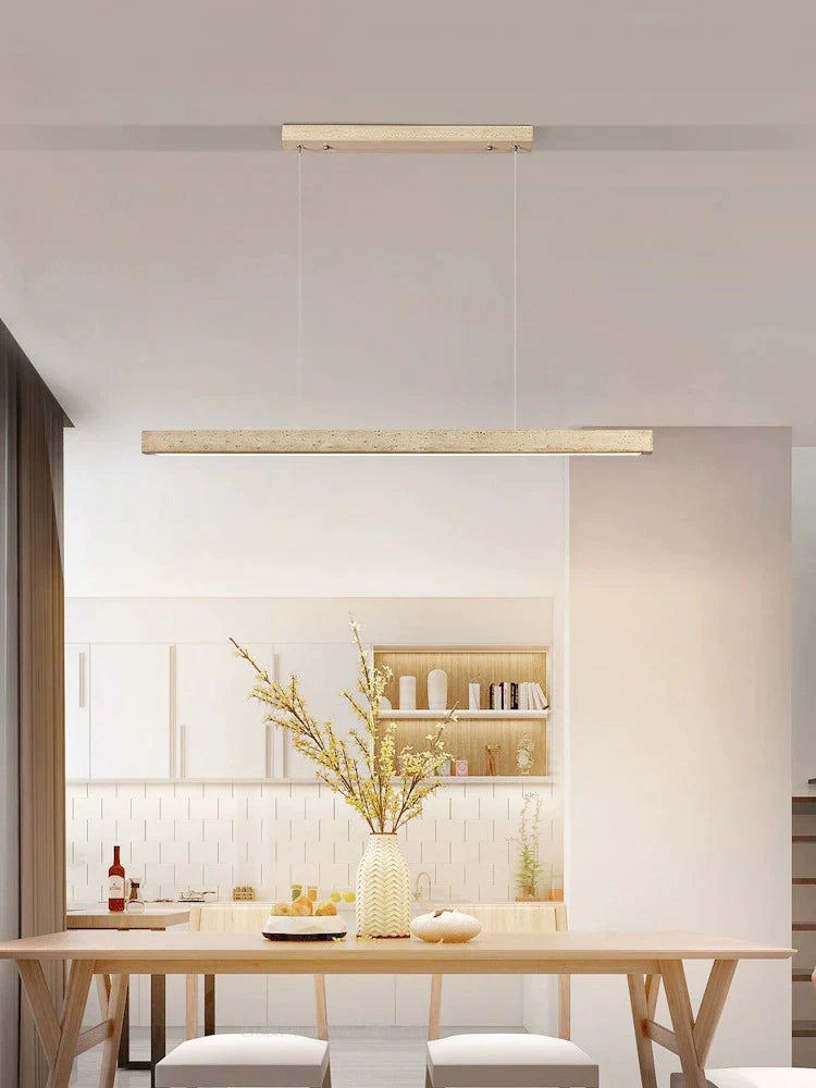 Afralia™ Stone Long Strip LED Pendant Chandelier for Dining Office Living Room Office