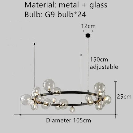 Afralia™ Nordic Glass Bubble Chandelier for Luxury Dining Room and Bedroom