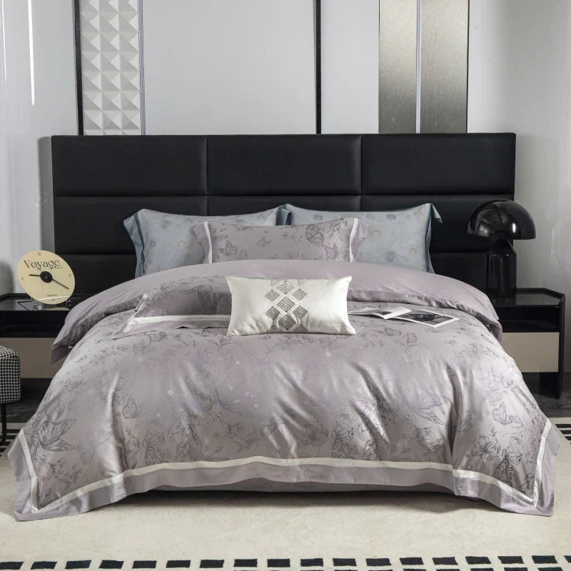 Afralia™ Butterfly Jacquard Lyocell Cotton Luxury Bedding Set Full Queen