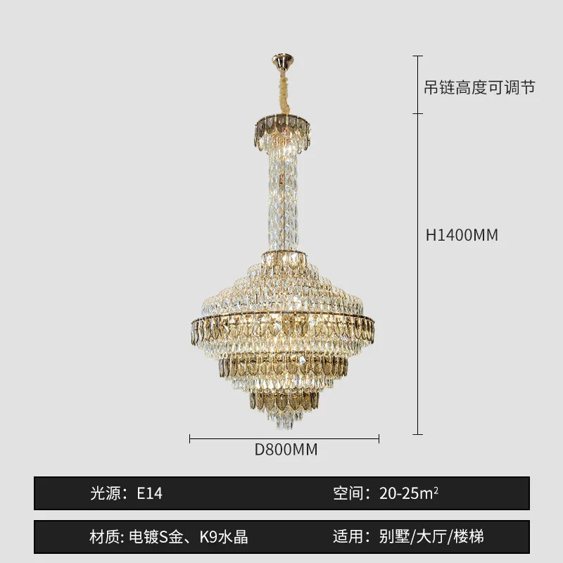 Afralia™ Crystal Chandelier for High-End Designer Duplex Living Room