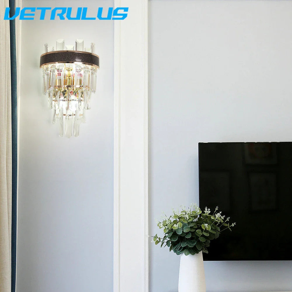 Afralia™ Crystal LED Wall Light Modern Elegant Design for Living Room & Bedroom