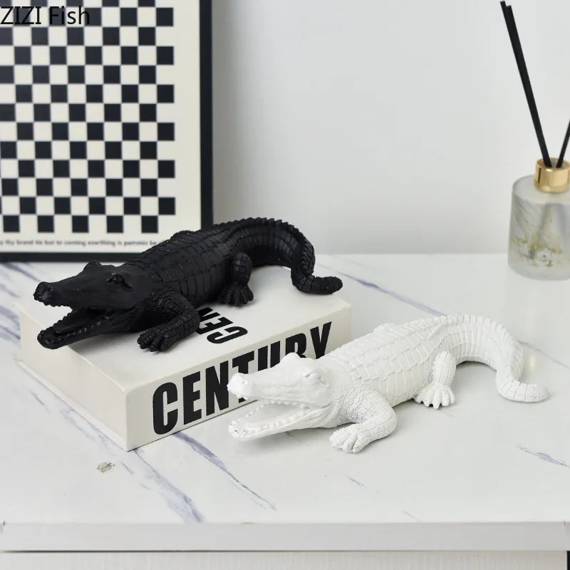 Afralia™ Crocodile Resin Sculpture Desk Decoration: Creative Ornaments for Aesthetic Home Decor