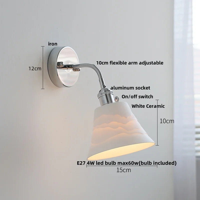 Afralia™ Adjustable Arm LED Wall Light Fixture with Pull Chain Switch, White Glass