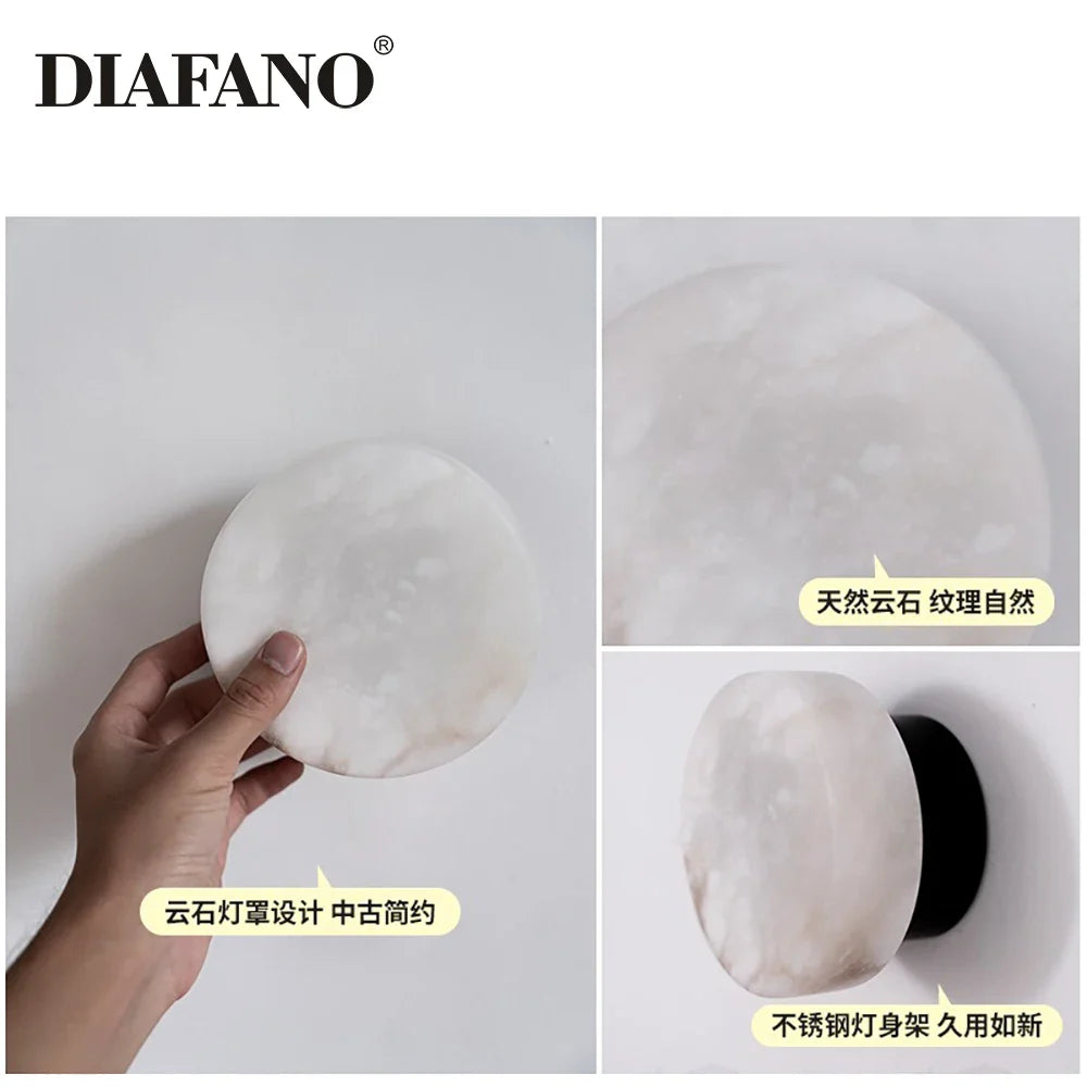 Afralia™ Marble Wall Lights Luxury Black Gold Copper LED Sconce for Living Room & Bedroom