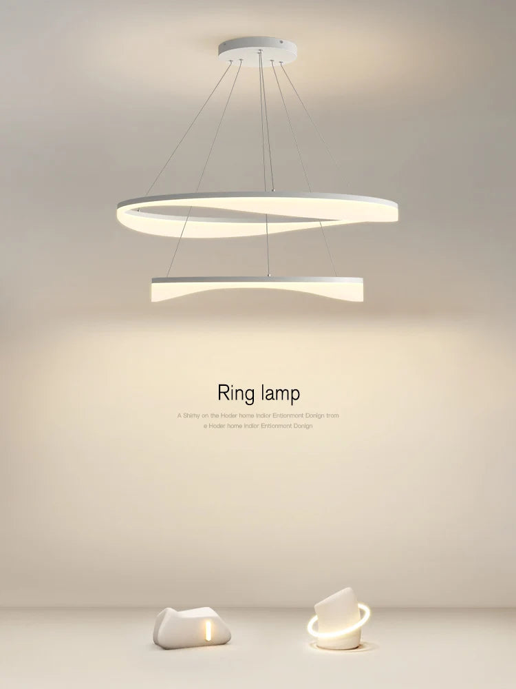 Afralia™ Modern Circle LED Pendant Light Dimmable Chandelier for Living Room Bedroom Décor