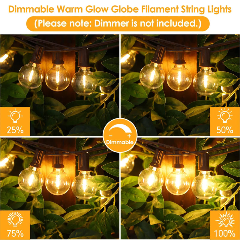 Afralia™ Dimmable LED Outdoor Globe String Lights for Patio Decor