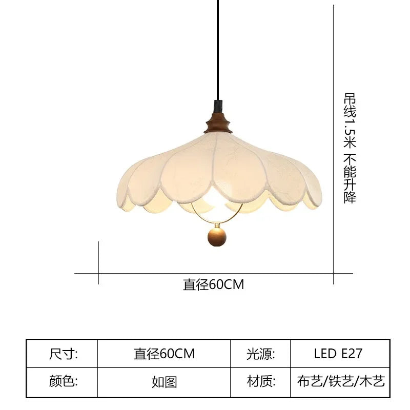 Afralia™ Retro LED Pendant Lights Fabric Art Hanging Lamp for Home and Cafe