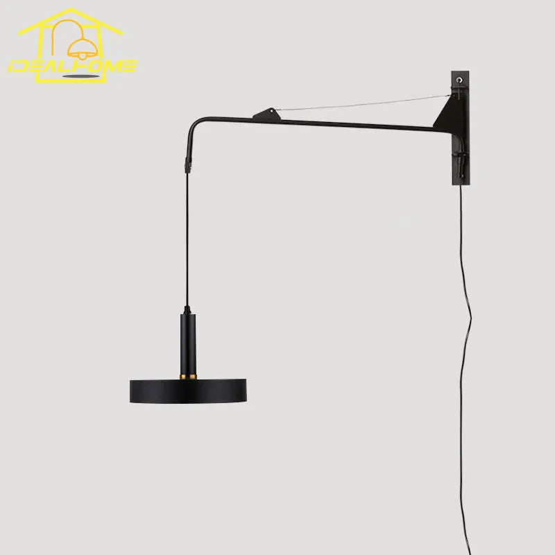 Afralia™ Telescopic Swing Arm Wall Lamp LED E27 Gold/Black for Restaurant Living Room