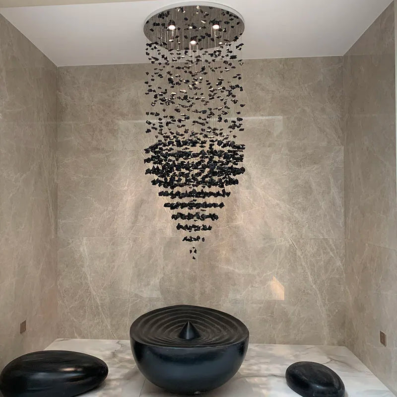 Afralia™ Crystal Chandelier: Modern LED Lighting Fixture for Staircase, Hallway, Lobby