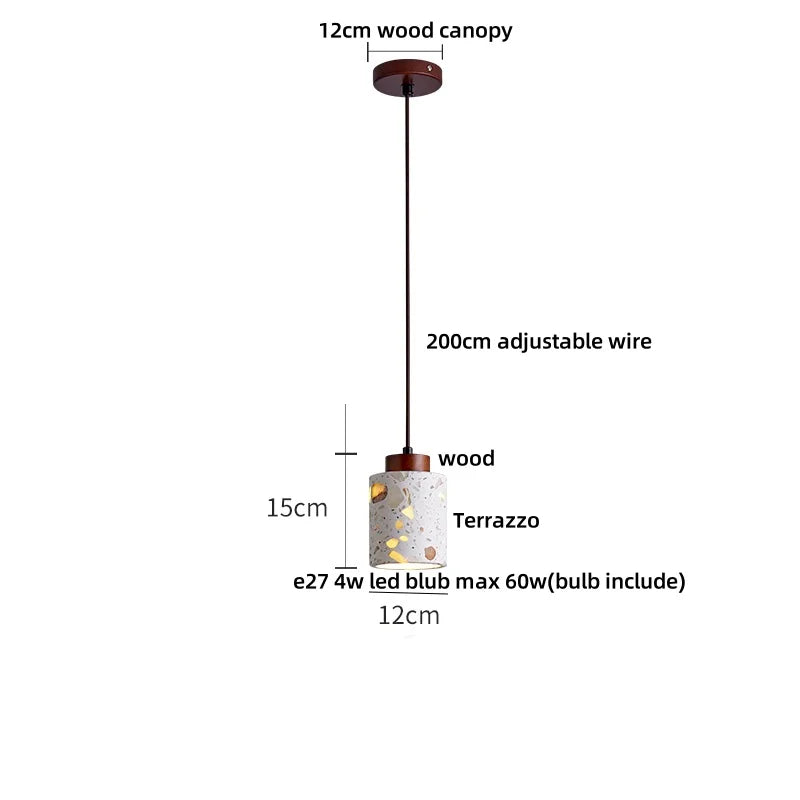 Afralia™ Stone Terrazzo LED Pendant Lights - Modern Nordic Adjustable Hanging Lamp