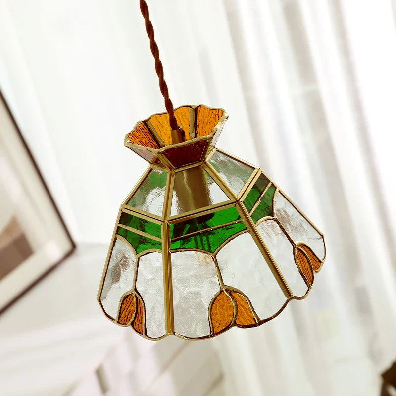 Afralia™ Tiffany Style Glass LED Pendant Light for Home Decor & Cafe Bar