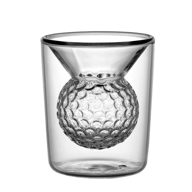 Afralia™ Golf Ball Double Tumbler: High Borosilicate Thickened Glass Cup