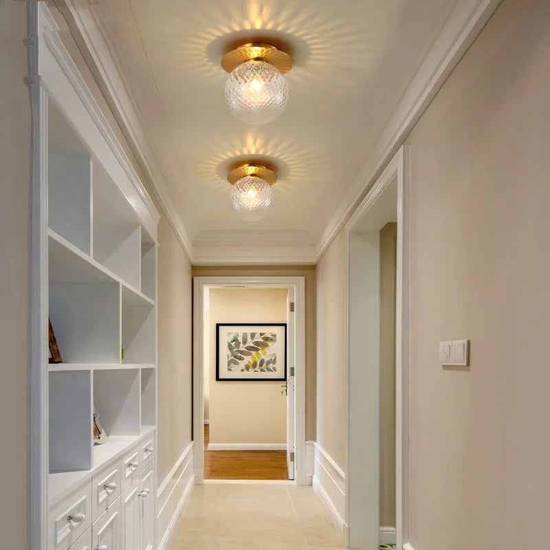 Afralia™ Iron Glass LED Ceiling Lamp Ball Shape Modern Living Room Light Fixtures