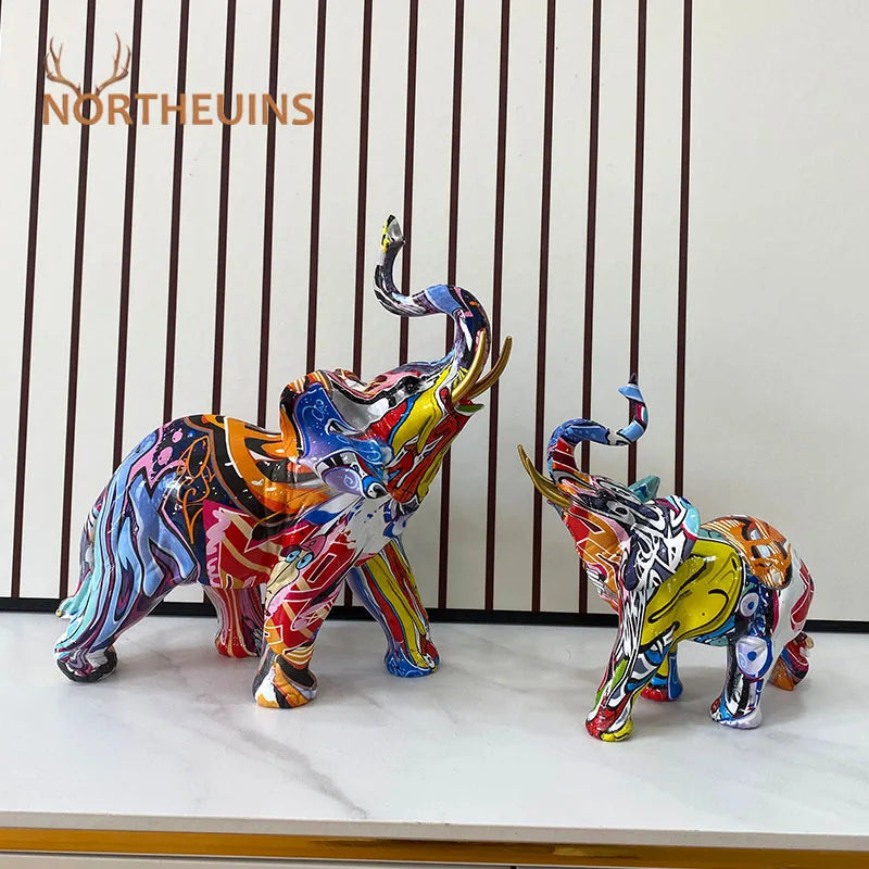 Afralia™ Elephant Resin Art Statue Collection for Home Office Decor