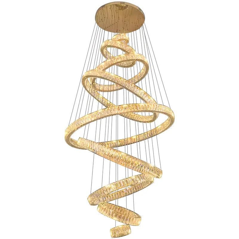 Afralia™ Crystal Chandelier Stair Pendant Lamp Living Room Lighting Modern Interior Decor