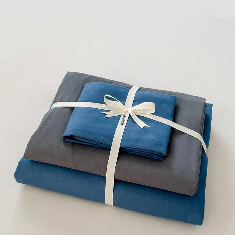 Afralia™ Japanese Grid Printed Cotton Bedding Set in Queen/King for Cozy Sleep